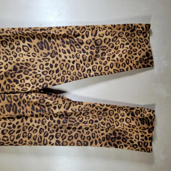 Jones New York Brown Animal Print Stretch Cropped Pants Women Size 14 - Picture 9 of 10